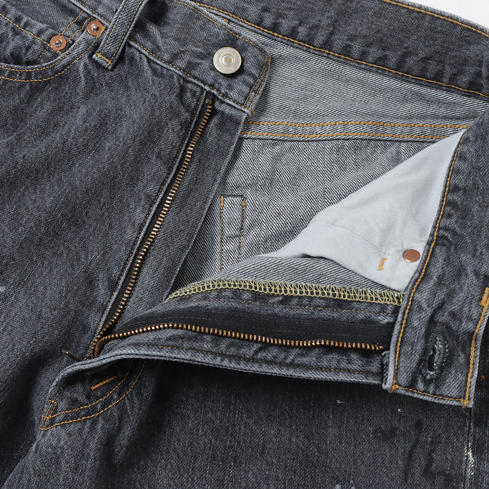 MILK PAINT 40s MIL BAGGY ZIPPED USED SHUTTLE DENIM TROUSERS