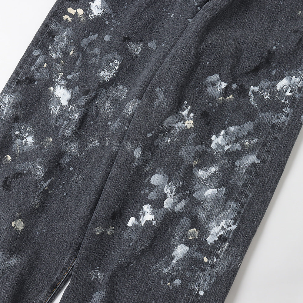 MILK PAINT 40s MIL BAGGY ZIPPED USED SHUTTLE DENIM TROUSERS