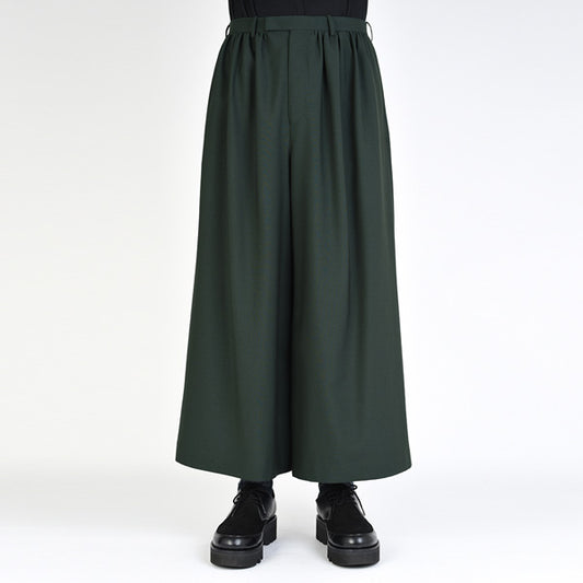  WOOL GABARDINE GATHER WIDE PANTS  
