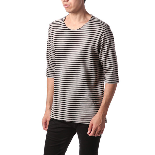  シルキー度詰天竺ボーダー クルーネック  