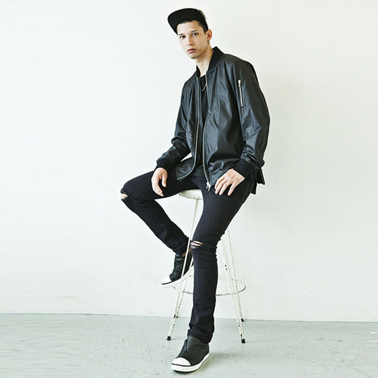  ニットライクデニム カーブストレートパンツ  