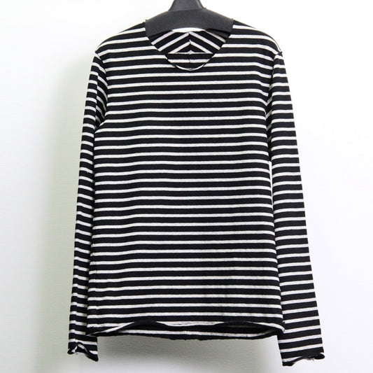  Li/Coストレッチ度詰天竺ボーダー クルーネックL/S  