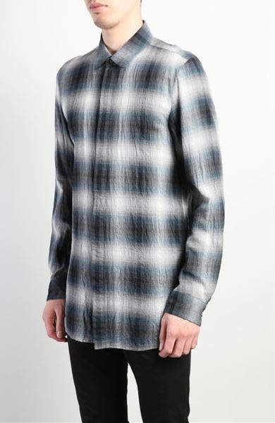  Ry/Co/Wo強撚チェックローン ロングシャツ  