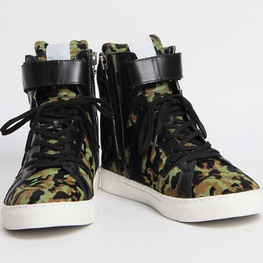  ハラコレザー カモフラージュ ハイカットスニーカー  