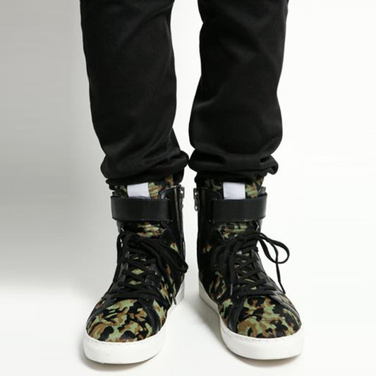  ハラコレザー カモフラージュ ハイカットスニーカー  