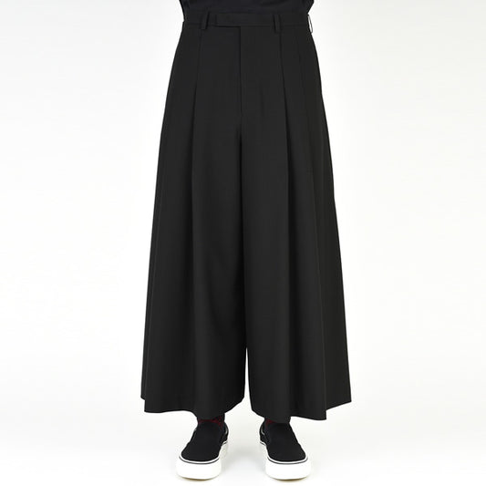  WOOL GABARDINE 2TUCK CROPPED WIDE SLACKS  