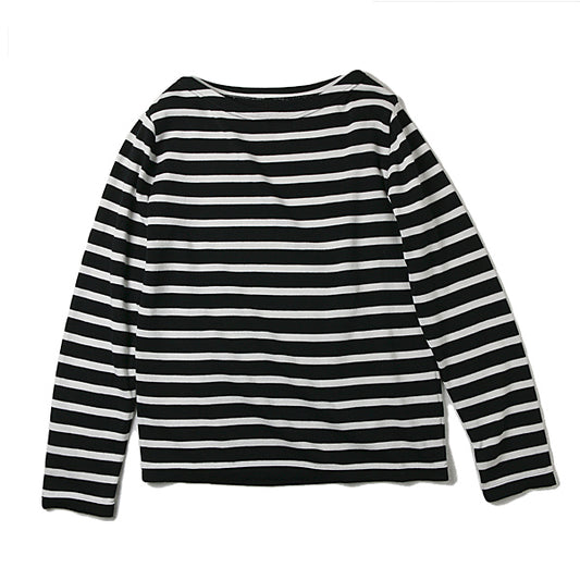  BOAT NECK BORDER KNIT SWEATER  