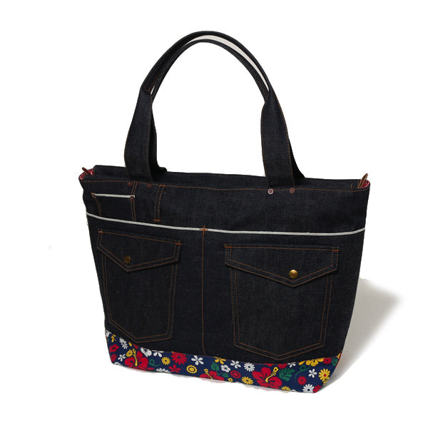 DENIM FLOWER TOTE BAG