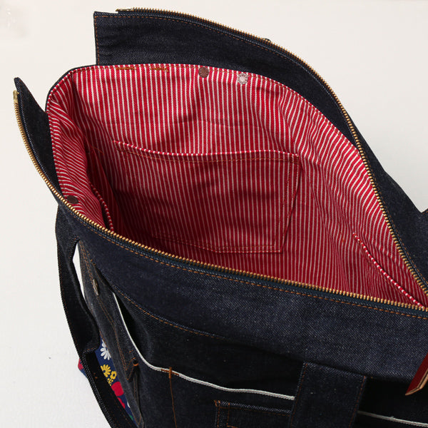 DENIM FLOWER TOTE BAG