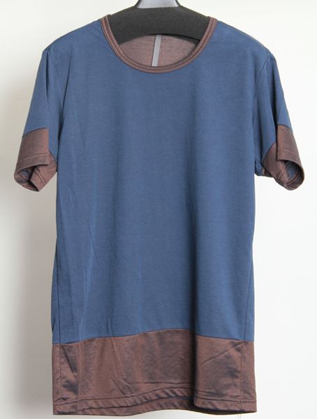  ツートーンハイゲージダブルニット クルーネック半袖  