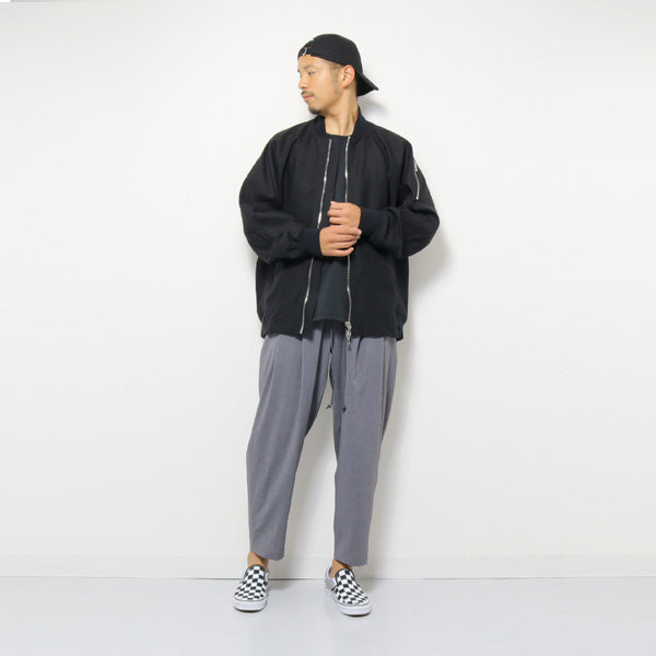 強撚ドライポプリン イージーワイドテーパードパンツ