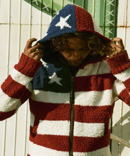  SHAGGY BOA US FLAG KNIT PARKA  