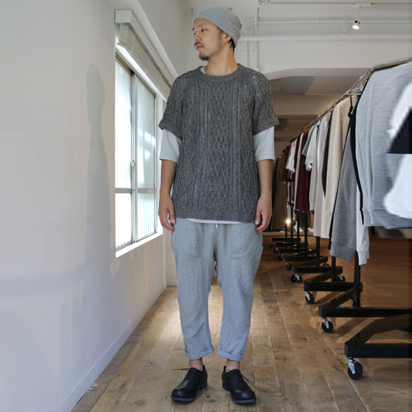 Co/W/Liストライプギャバ サルエルパンツ