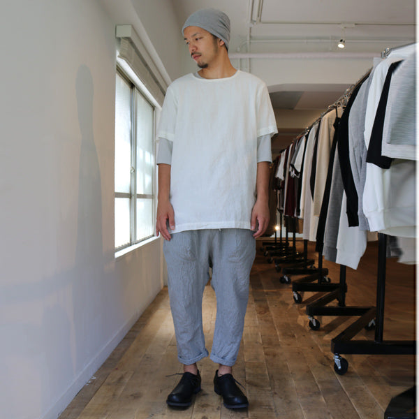 Co/W/Liストライプギャバ サルエルパンツ