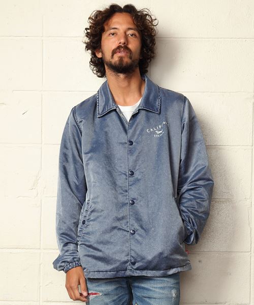 INDIGO-DYE COATING NYLON COACH JACKET