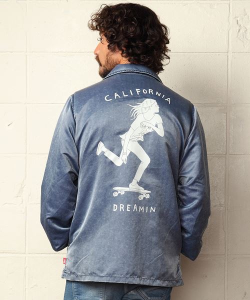 INDIGO-DYE COATING NYLON COACH JACKET