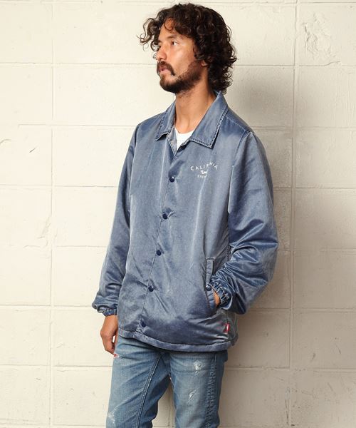 INDIGO-DYE COATING NYLON COACH JACKET