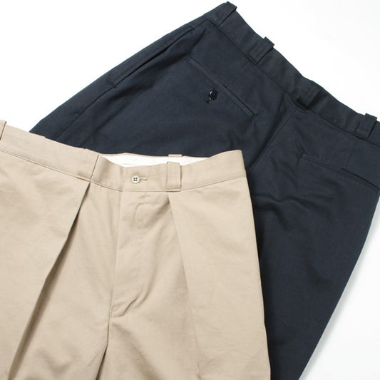  FRONT PLEATS PEGTOP ORGANIC COTTON CHINO CLOTH  