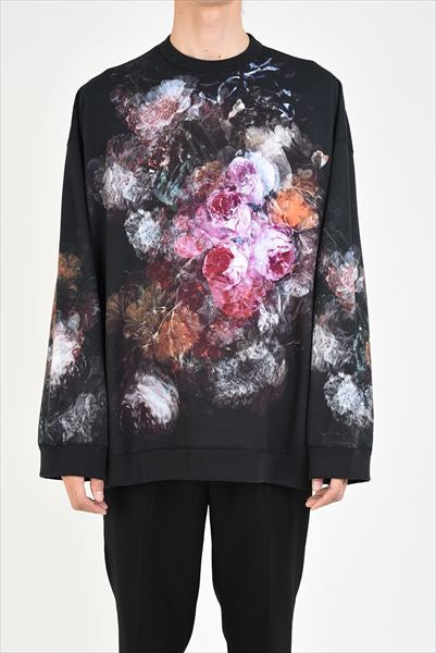 LOOP BACK CLOTH INKJET FLOWER CREW NECK