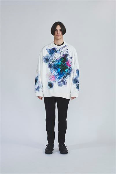  LOOP BACK CLOTH INKJET FLOWER CREW NECK  