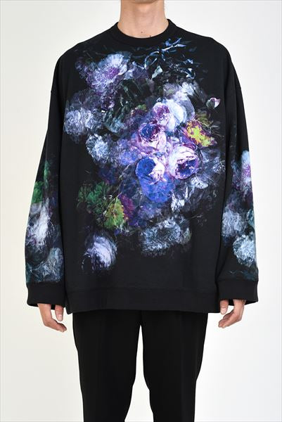 LOOP BACK CLOTH INKJET FLOWER CREW NECK