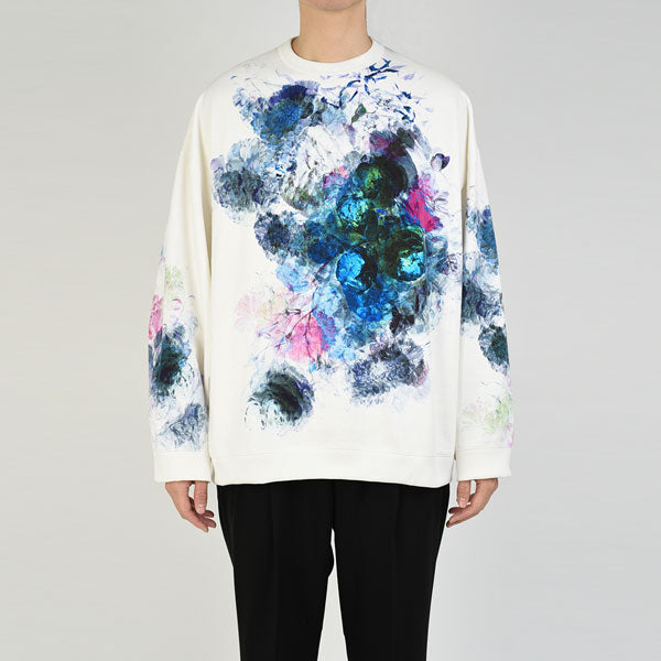 LOOP BACK CLOTH INKJET FLOWER CREW NECK