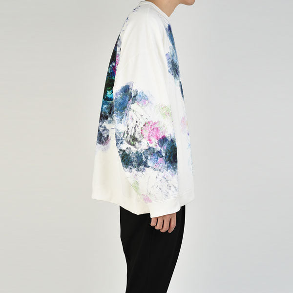 LOOP BACK CLOTH INKJET FLOWER CREW NECK