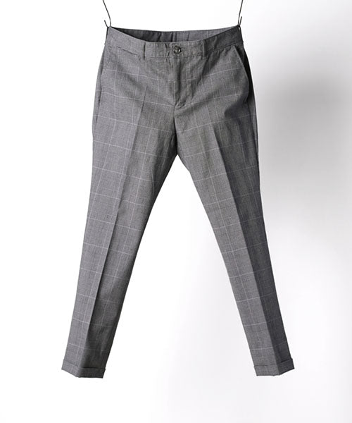 STRETCH GLEN CHECK 9分丈スラックス  