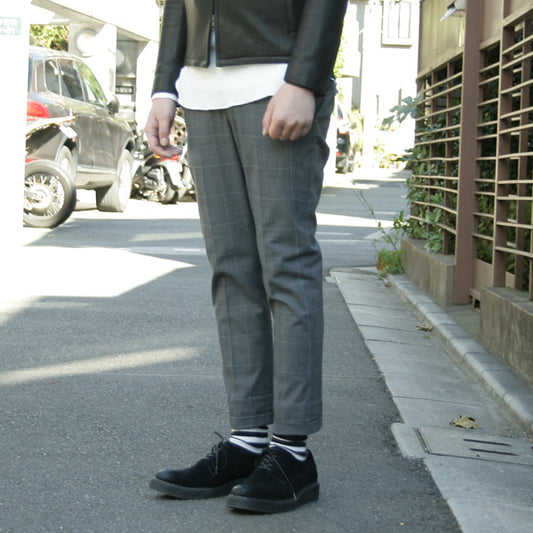  STRETCH GLEN CHECK 9分丈スラックス  