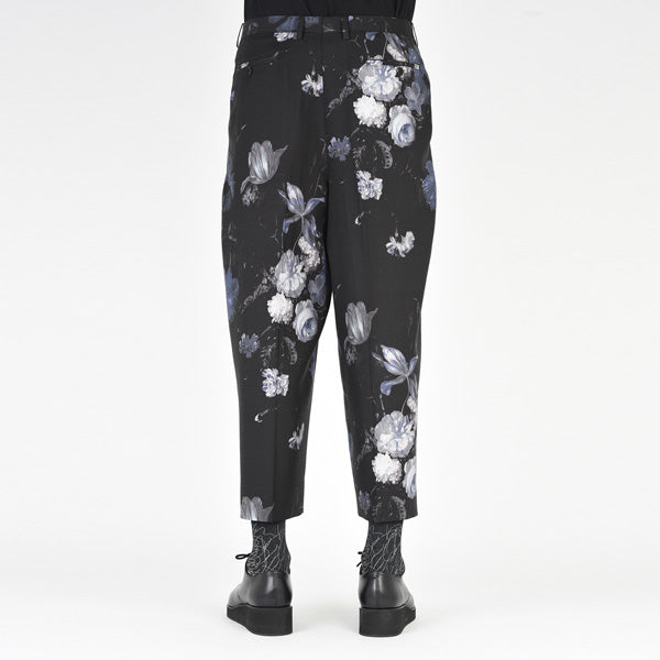 2TUCK CROPPED WOOL GABARDINE INKJET FLOWER