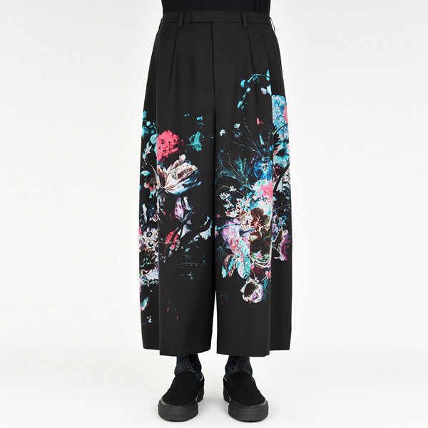 2TUCK CROPPED WOOL GABARDINE INKJET (FLOWER)