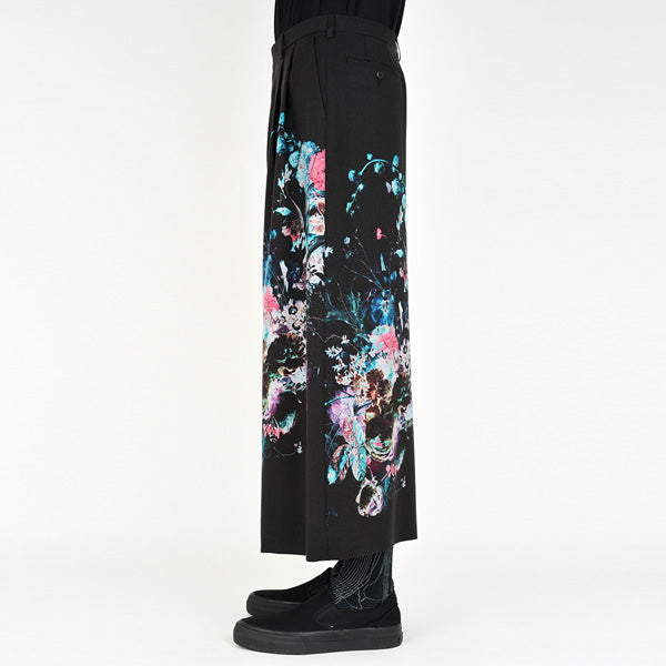 2TUCK CROPPED WOOL GABARDINE INKJET (FLOWER)