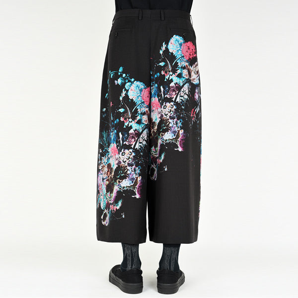 2TUCK CROPPED WOOL GABARDINE INKJET (FLOWER)