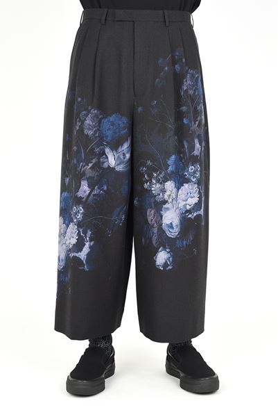 2TUCK CROPPED WOOL GABARDINE INKJET (FLOWER)