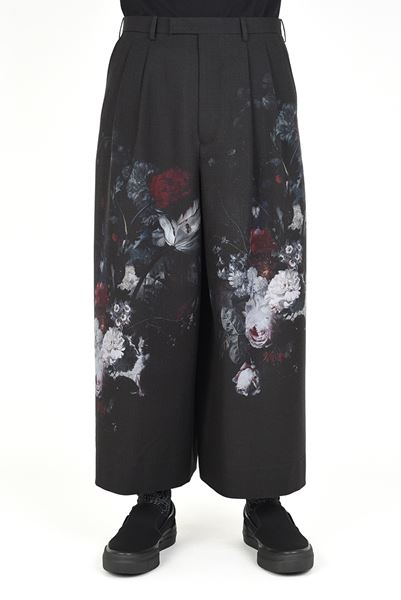 2TUCK CROPPED WOOL GABARDINE INKJET (FLOWER)
