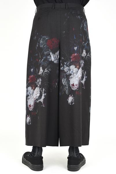2TUCK CROPPED WOOL GABARDINE INKJET (FLOWER)