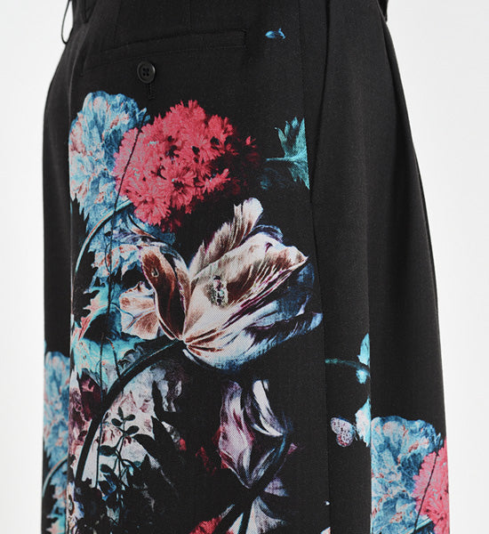 2TUCK CROPPED WOOL GABARDINE INKJET (FLOWER)