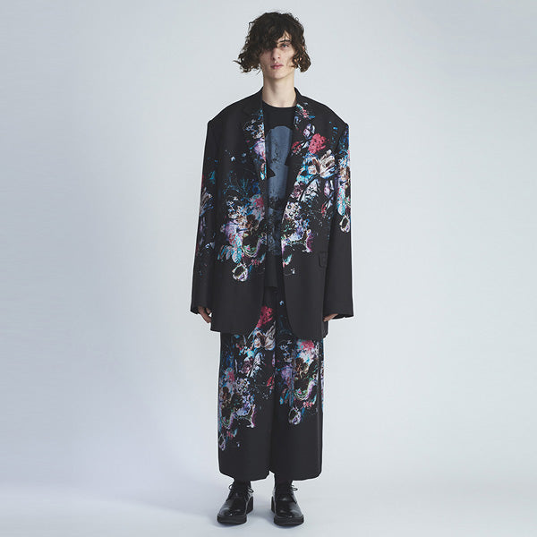2TUCK CROPPED WOOL GABARDINE INKJET (FLOWER)