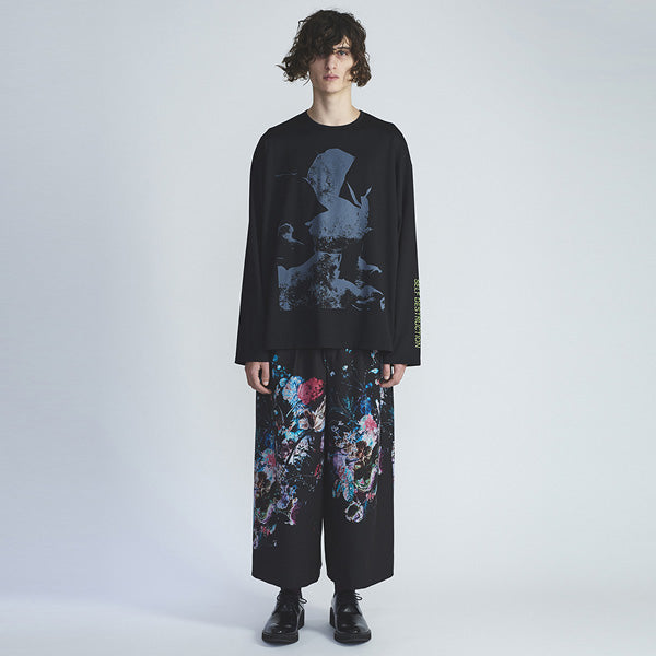 2TUCK CROPPED WOOL GABARDINE INKJET (FLOWER)