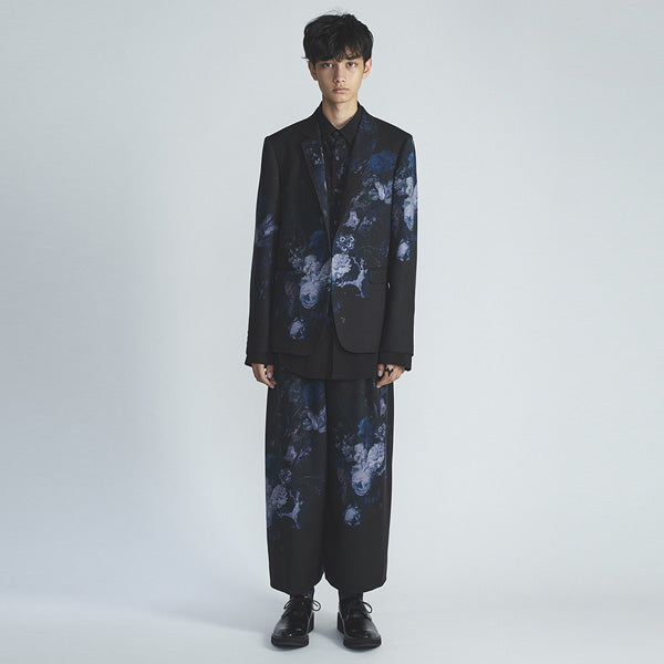 2TUCK CROPPED WOOL GABARDINE INKJET (FLOWER)