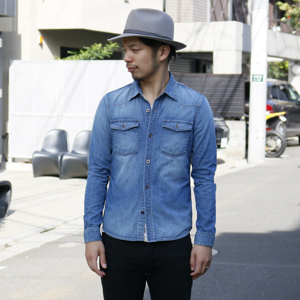 NATURAL ムラDENIM ウェスタンシャツ