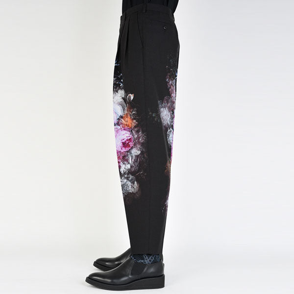 2TUCK TAPERED WIDE WOOL GABARDINE INKJET (FLOWER)