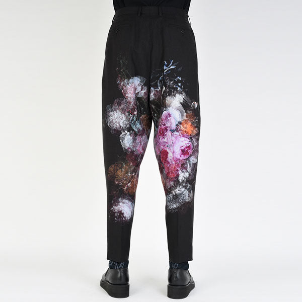 2TUCK TAPERED WIDE WOOL GABARDINE INKJET (FLOWER)