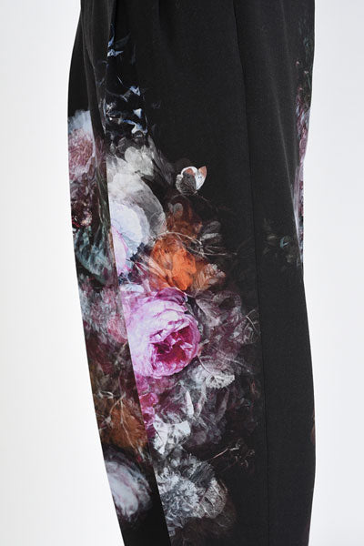 2TUCK TAPERED WIDE WOOL GABARDINE INKJET (FLOWER)