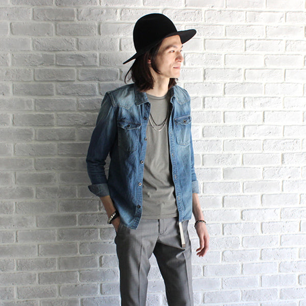 NATURAL ムラDENIM ウェスタンシャツ