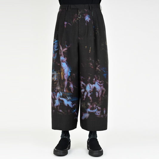  2TUCK CROPPED WOOL GABARDINE INKJET (ANGELS)  