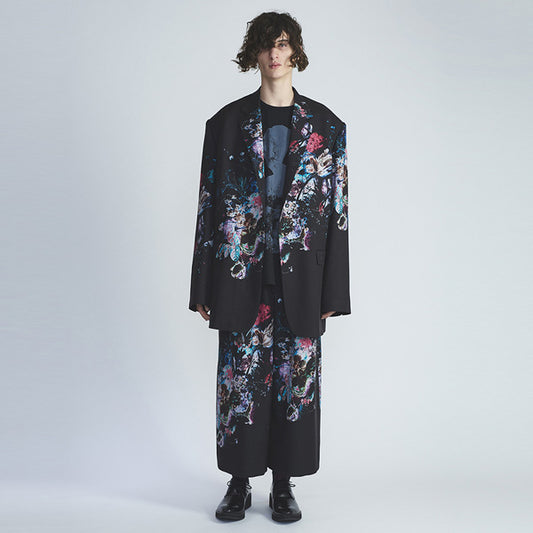  2TUCK CROPPED WOOL GABARDINE INKJET (FLOWER)  