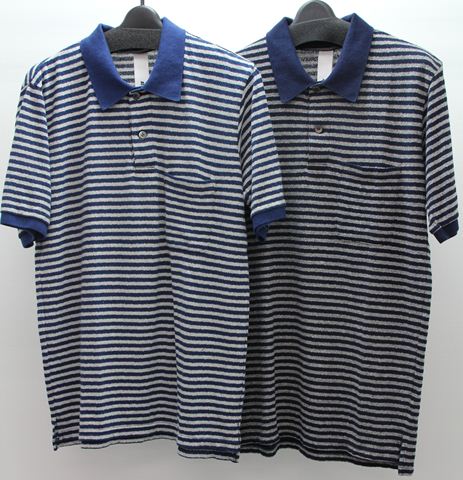  ラフィーブークレー梨地ボーダー ポロシャツ  