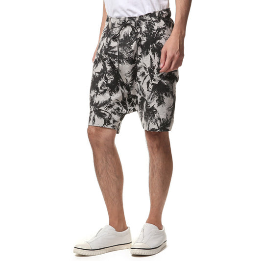  Li/Coストレッチ度詰天竺リーフpt サルエルショートパンツ  