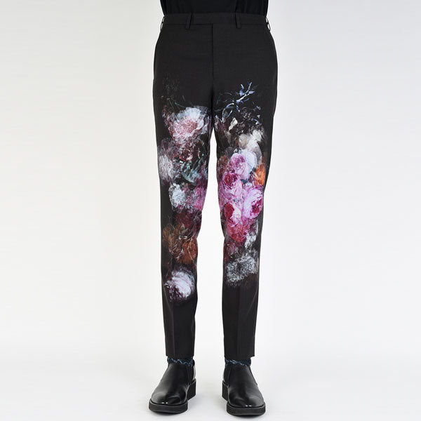 SLIM SLACKS WOOL GABARDINE INKJET (FLOWER)